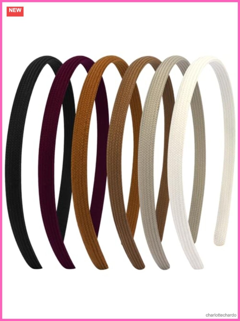6 Pc Thin Fabric Headbands No Slip No Headache Comfort Skinny Hairbands